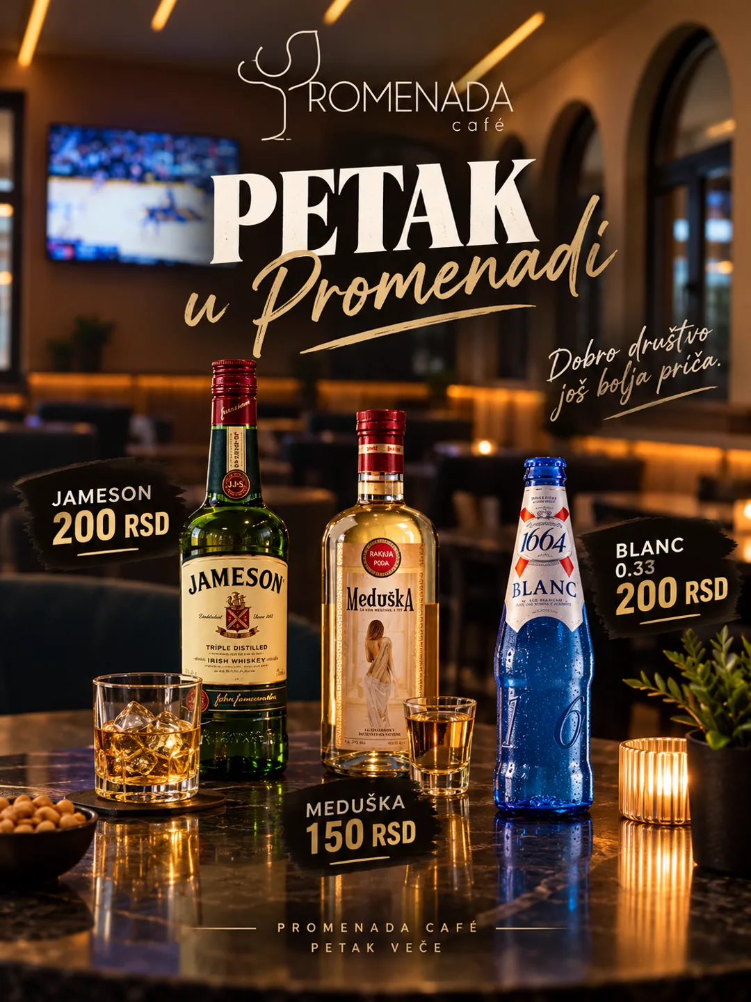 Promenada Caffe — Petak u Promenadi, objava sa ponudom pića